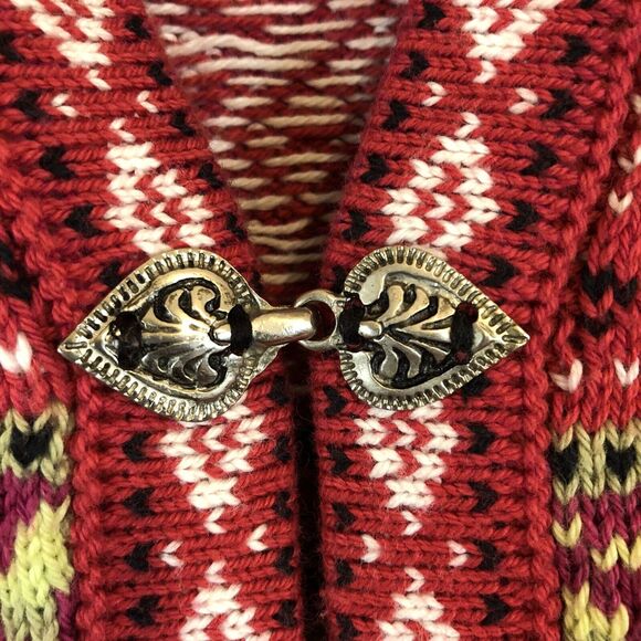 Peruvian Sweater Chaska Medium Hand Made Peru Cotton Top Metal Hooks Womens - Picture 6 of 12